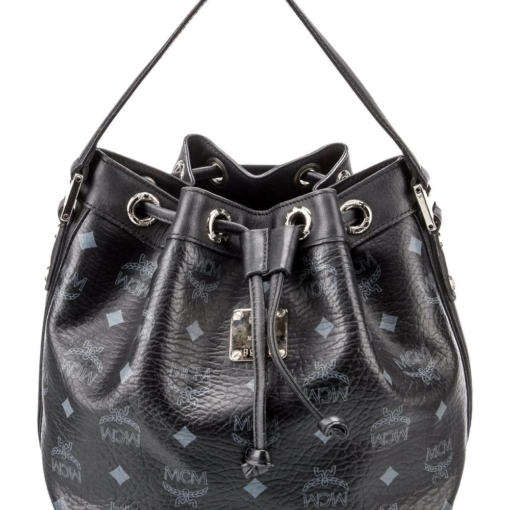 Excellent Condition Authentic MCM Visetos “Essential” Drawstring Bucket Bag